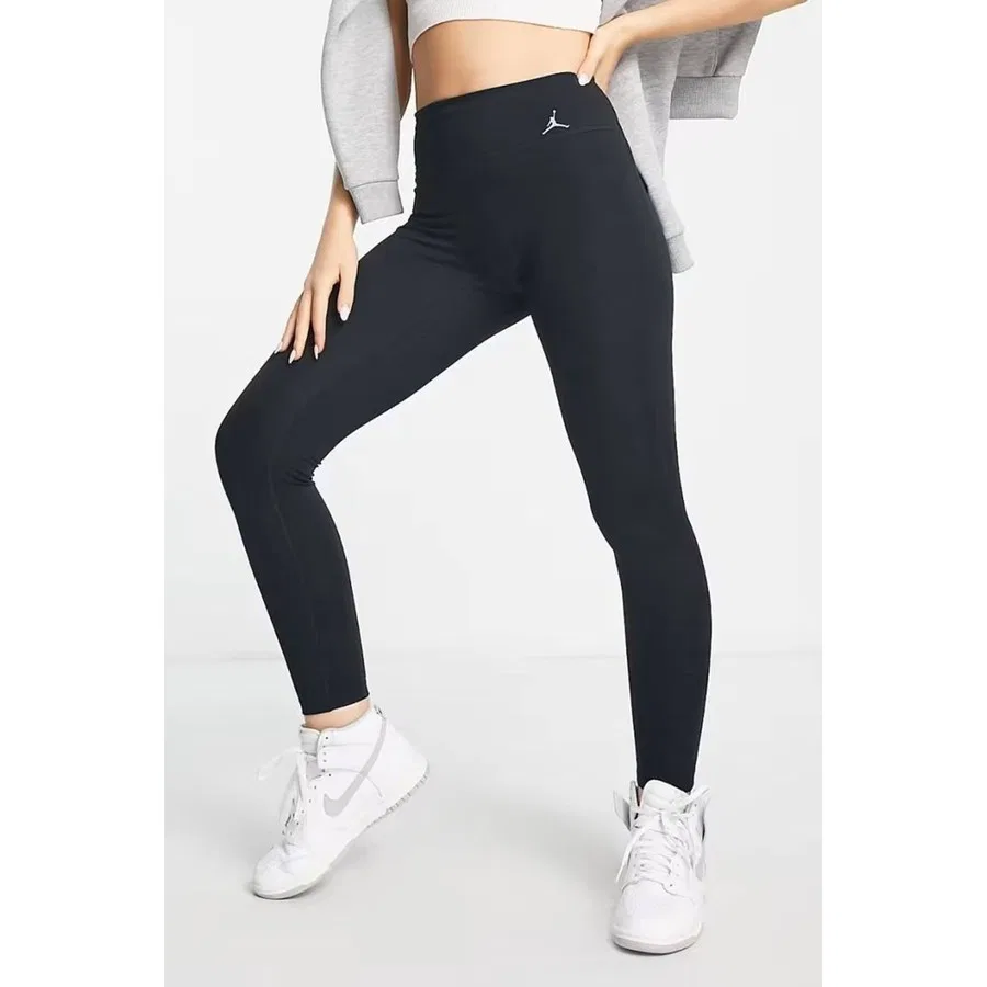 Женские спортивные леггинсы с карманом Jordan Dri Fit Sport Legging Logo Black Nike, Черный