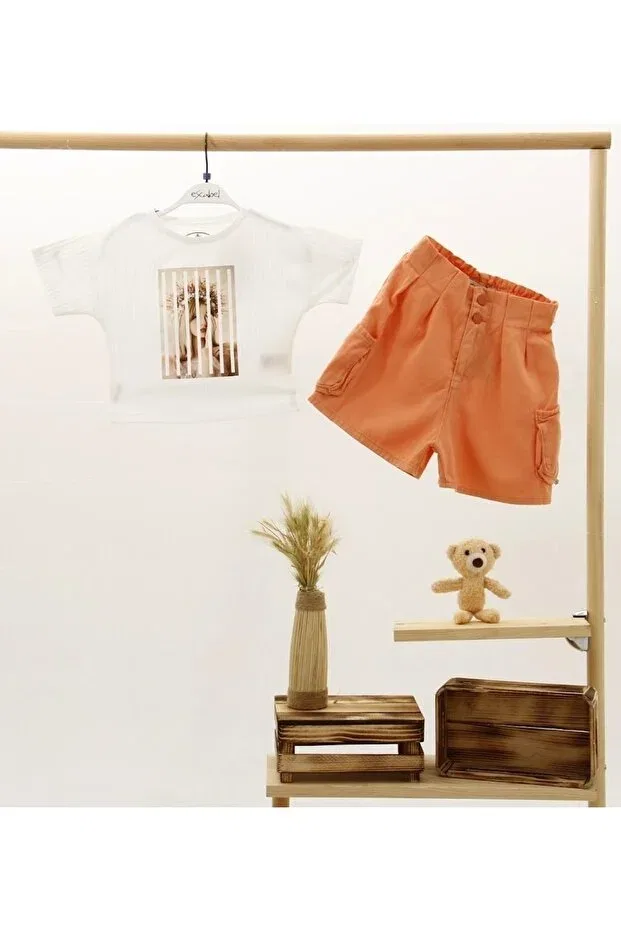 Детские шорты для девочек джинсовые Escabel Girl, Orange — фото 3