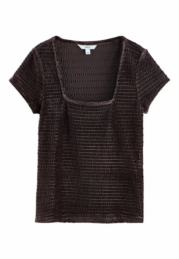 Футболка с принтом Regular Fit Square Neck Next, шоколадный коричневый — фото 4