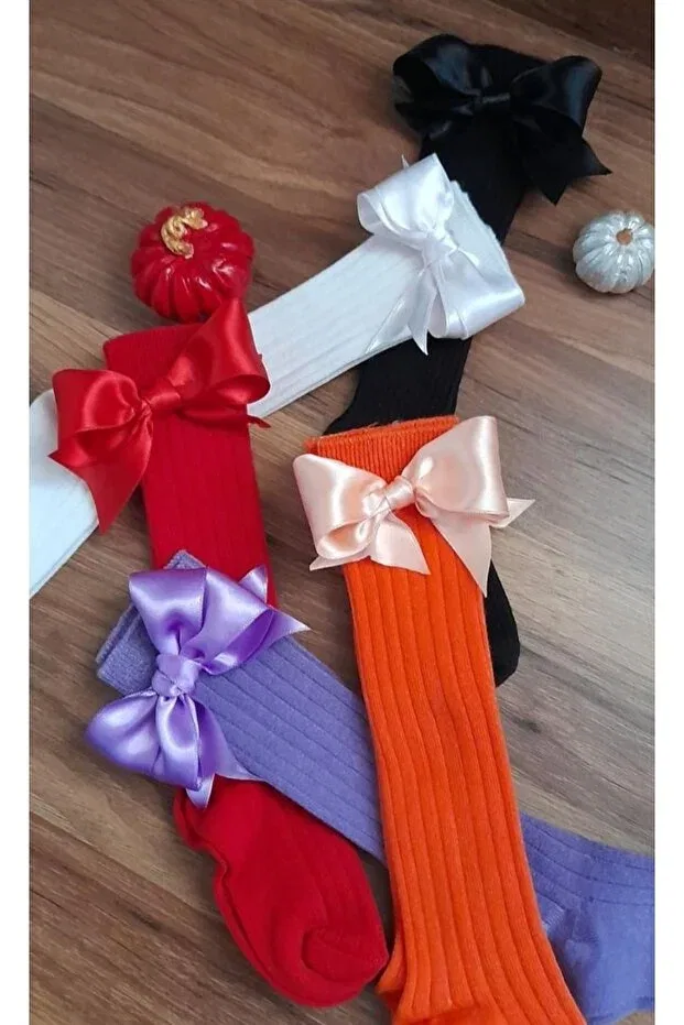 Детские гольфы для девочек с бантом 5 пар Özkardeşler Baby, White Red Red Black Orange Lilac