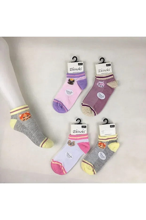 Детские носки-пинетки для девочек с узором 4-Pack Morena Pattern Bebek Meselesi, Colored