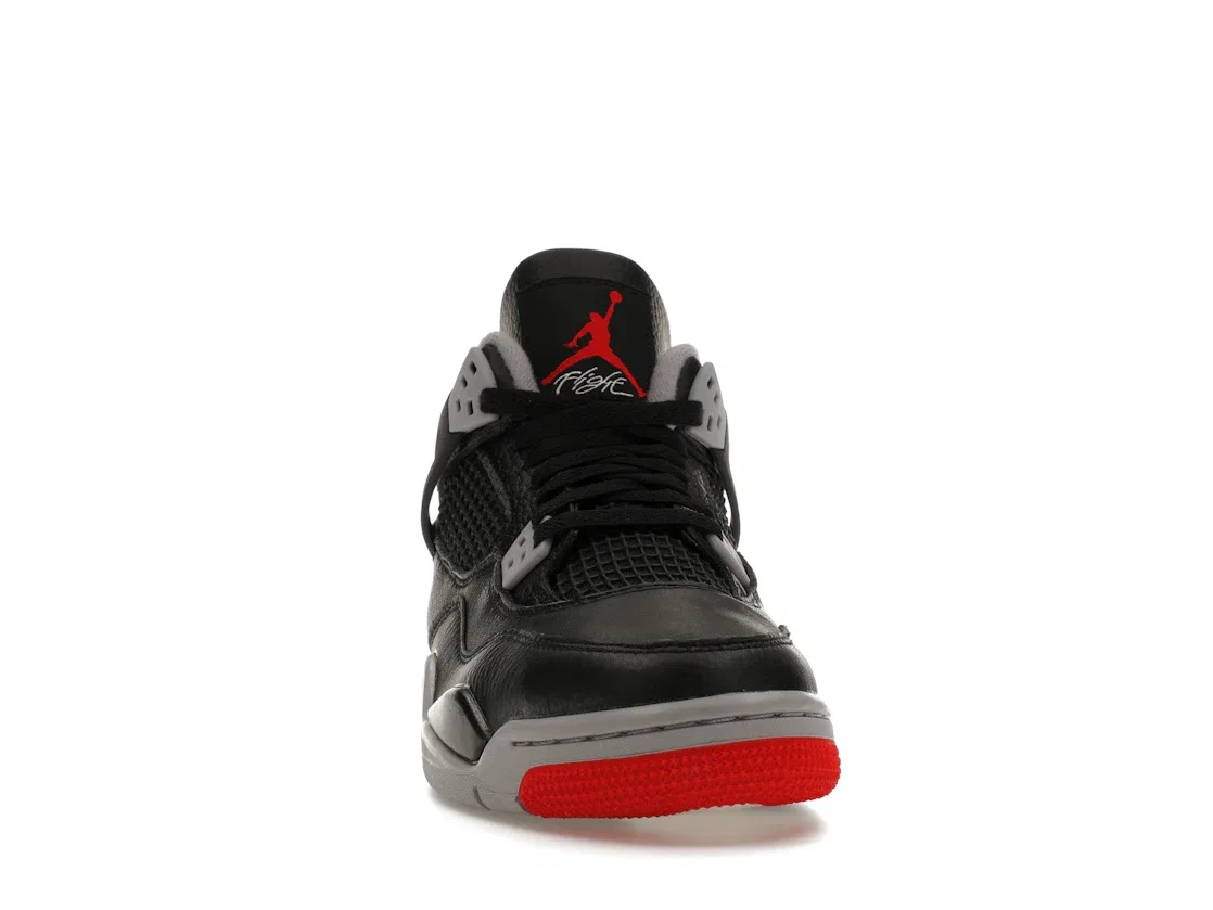 Детские кроссовки с кожаным верхом Jordan 4 Retro, Black/Cement Grey/Varsity Red/Summit White — фото 2