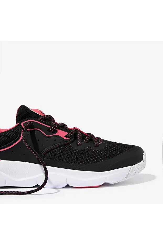 Детские кроссовки для девочек на шнуровке Playful fast sneakers for kids Decathlon, Black — фото 4