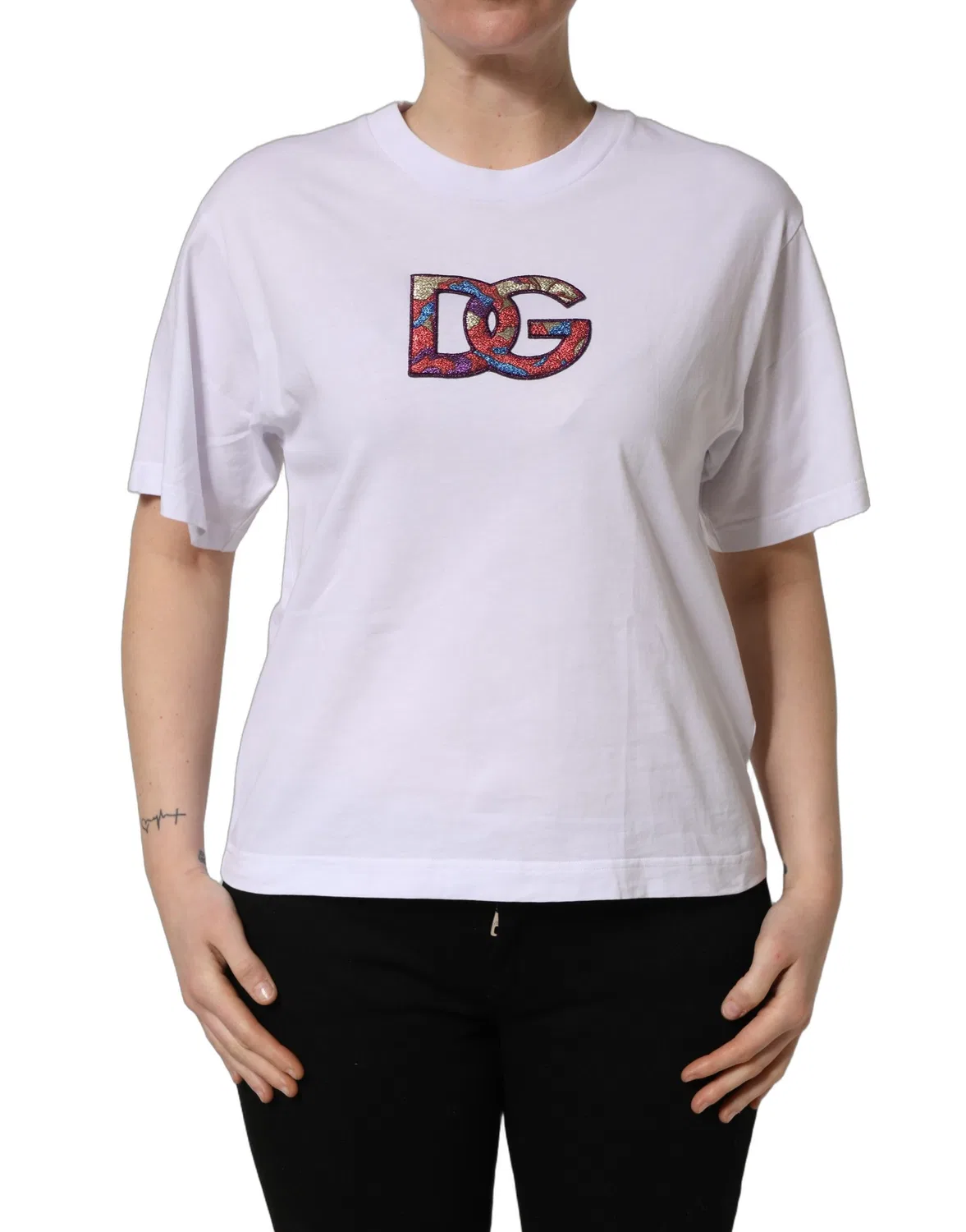 Женская футболка с логотипом-патчем Crew Neck T-shirt Dolce & Gabbana, White — фото 2