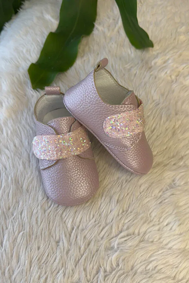 Детские тапочки-носки для девочек из натуральной кожи Sim detailed first step baby shoes Beybium, Lilac — фото 2