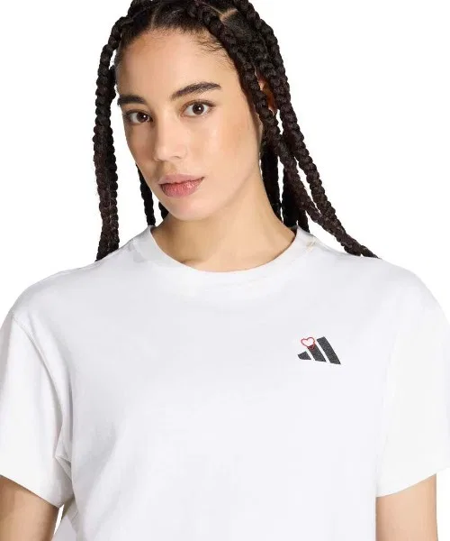 Женская футболка с принтом Embroidery Pack Loose Graphic T-Shirt Adidas, Top Grey — фото 4
