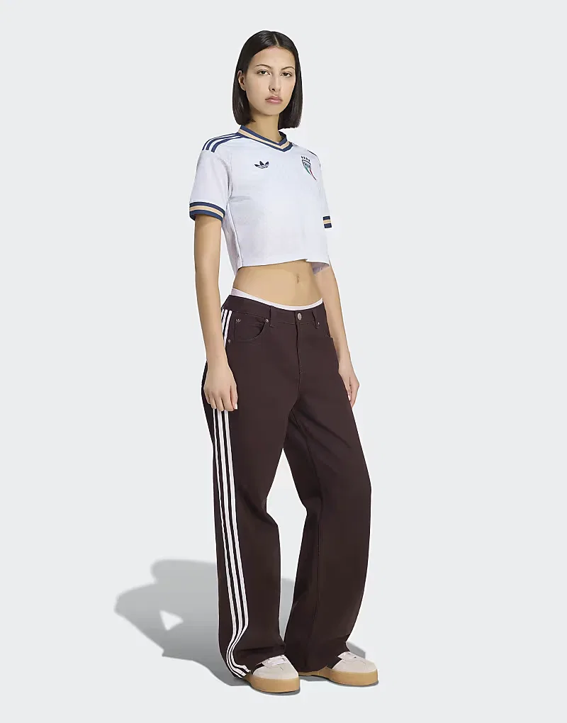 Укороченная выездная футболка сборной Италии Adidas Performance 26 в цвете Aeroblue — фото 2