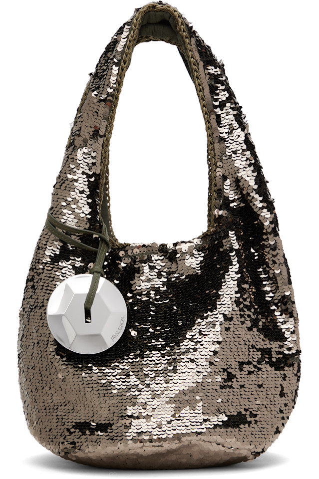 

Мини-сумка шоппер с пайетками Jw Anderson, цвет gunmetal