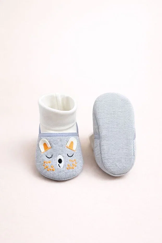 Детские тапочки-носочки для новорожденных с принтом Numix Baby Kids, Gray — фото 3