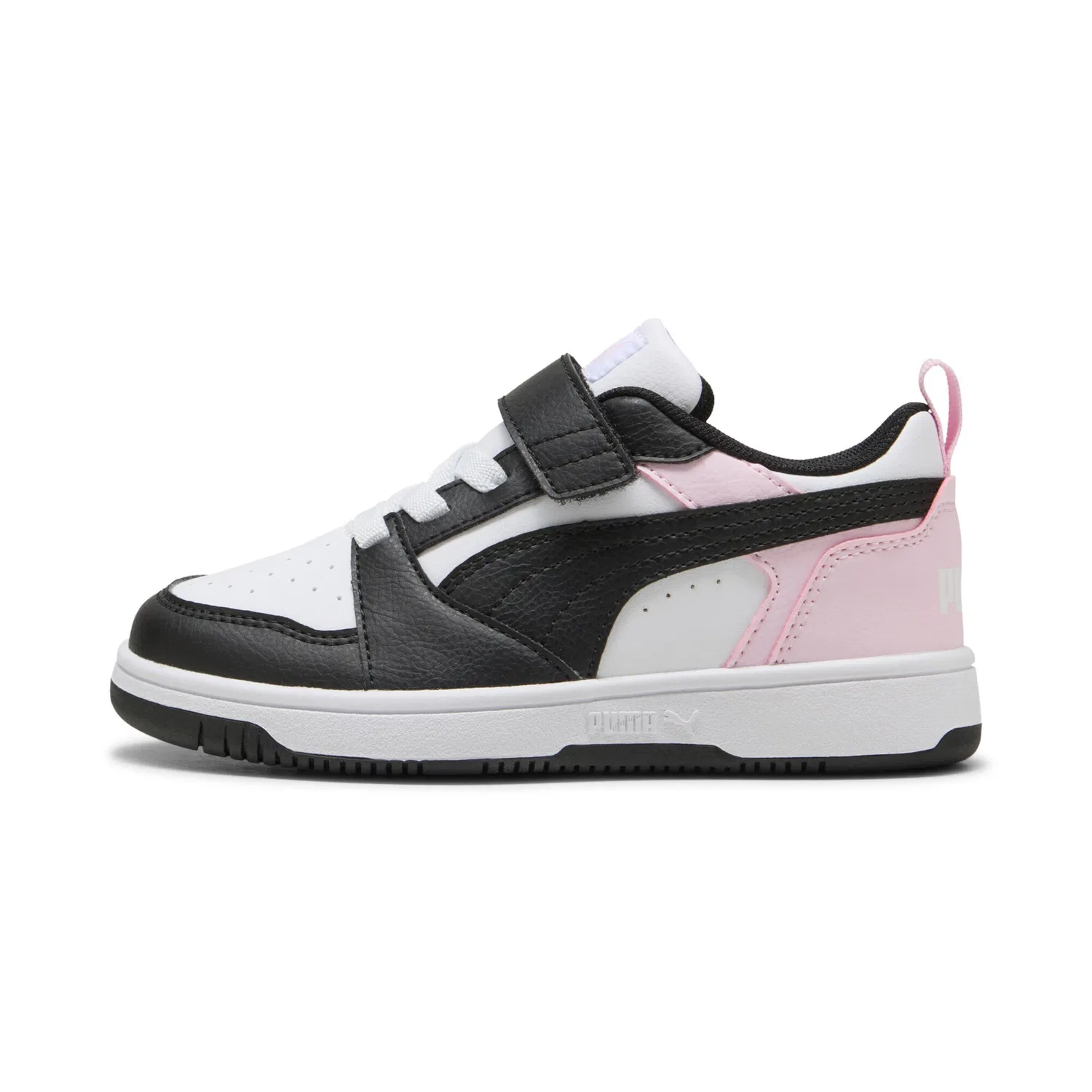 Детские кроссовки полувысокие Rebound V6 PUMA, White/Black/Pearl Pink — фото 2
