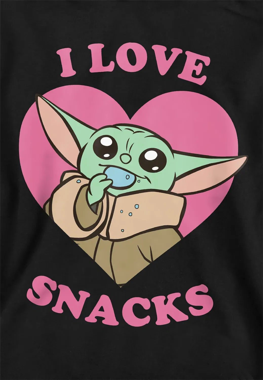 Детский худи с принтом Grogu I Love Snacks, Star Wars - The Mandalorian, Black — фото 2