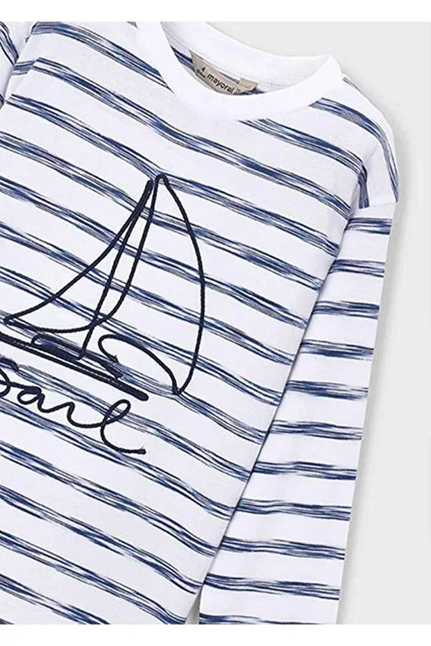 Детская футболка для мальчиков с длинным рукавом Summer Boys' Striped Long Sleeve Tshirt Mayoral, Navy Blue — фото 3
