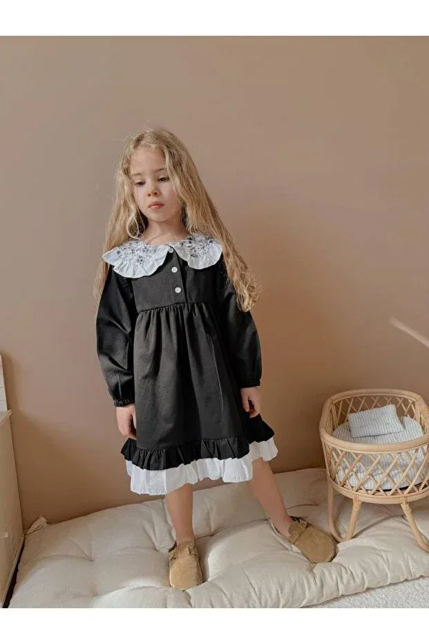 Детское платье для девочек с длинным рукавом Arbi Kids, Black — фото 3