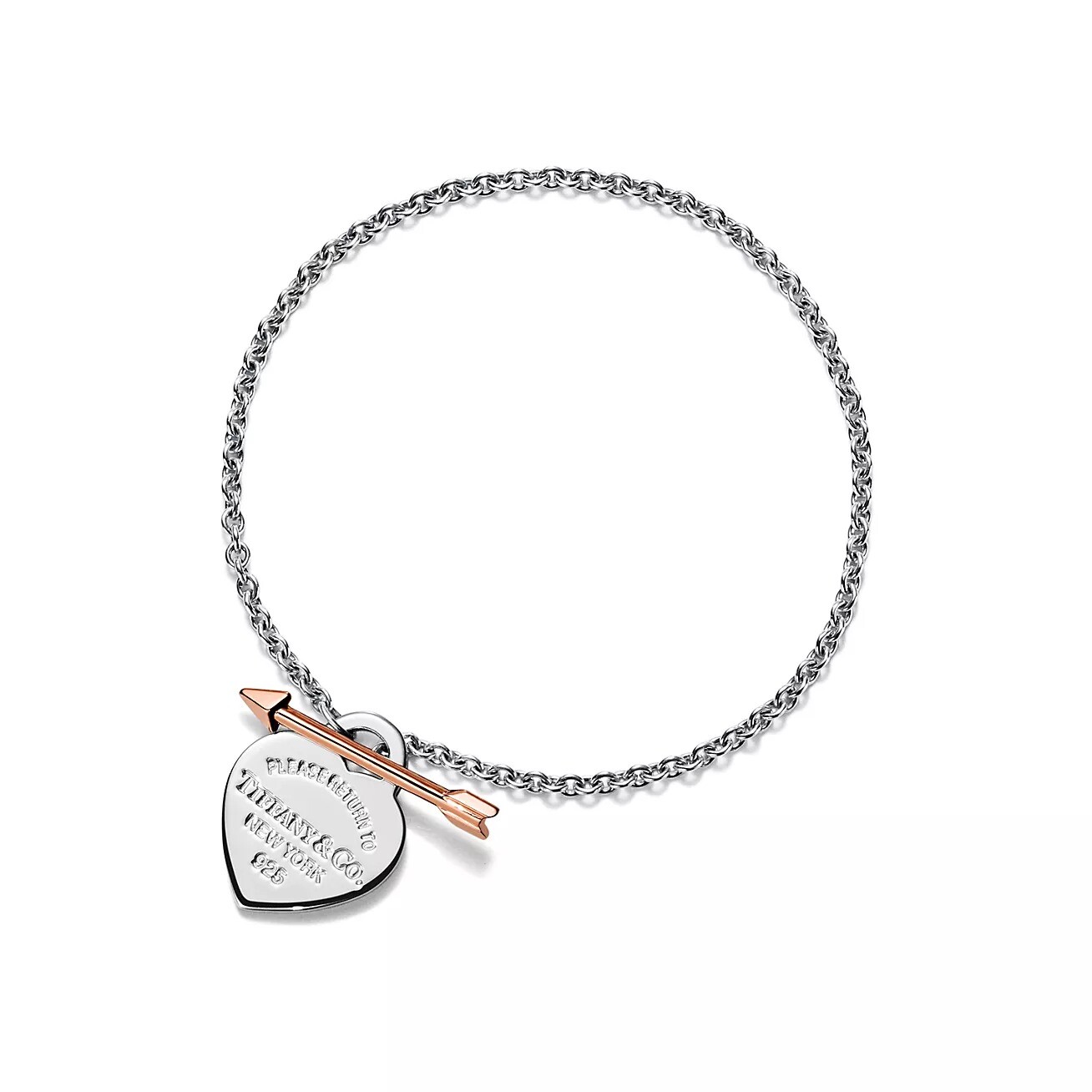 

Браслет Tiffany & Co. Return to Tiffany Lovestruck Heart Tag Small, серебро/розовое золото