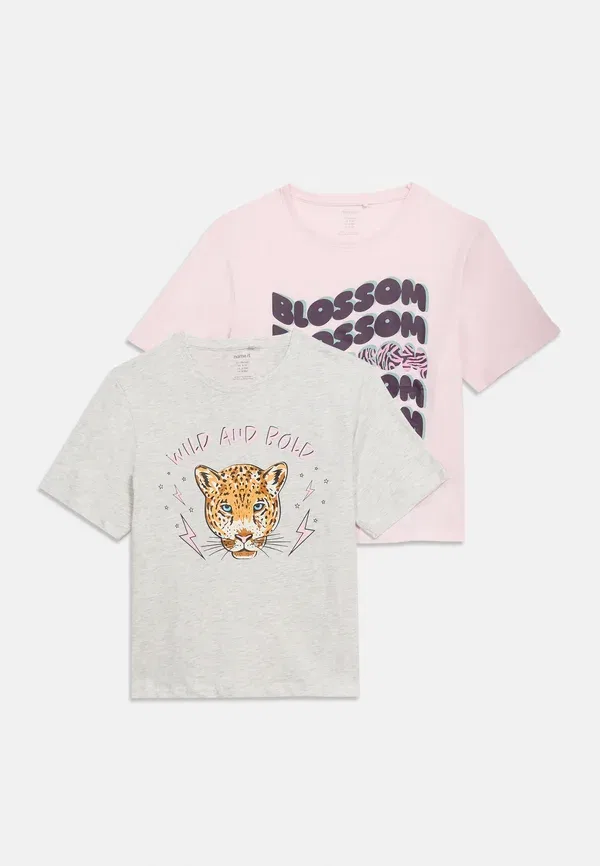 Футболка с принтом Nkfbenna 2 pack Name It light pink, mottled light grey, светло-розовый/светло-серый — фото 3