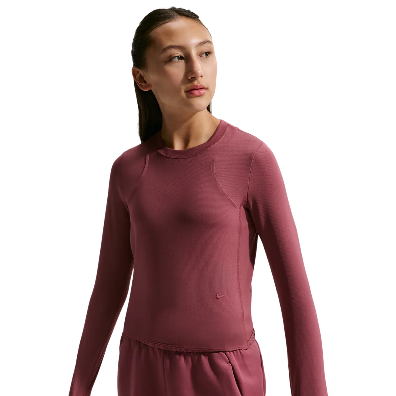 Детский лонгслив с длинным рукавом Nike MAVN Dri-FIT Ribbed LS Top, Pink Smoke