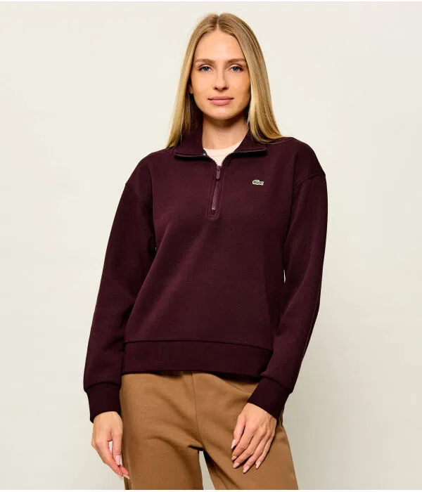 Флисовая кофта Lacoste Relaxed Fit, на молнии, Bordeaux