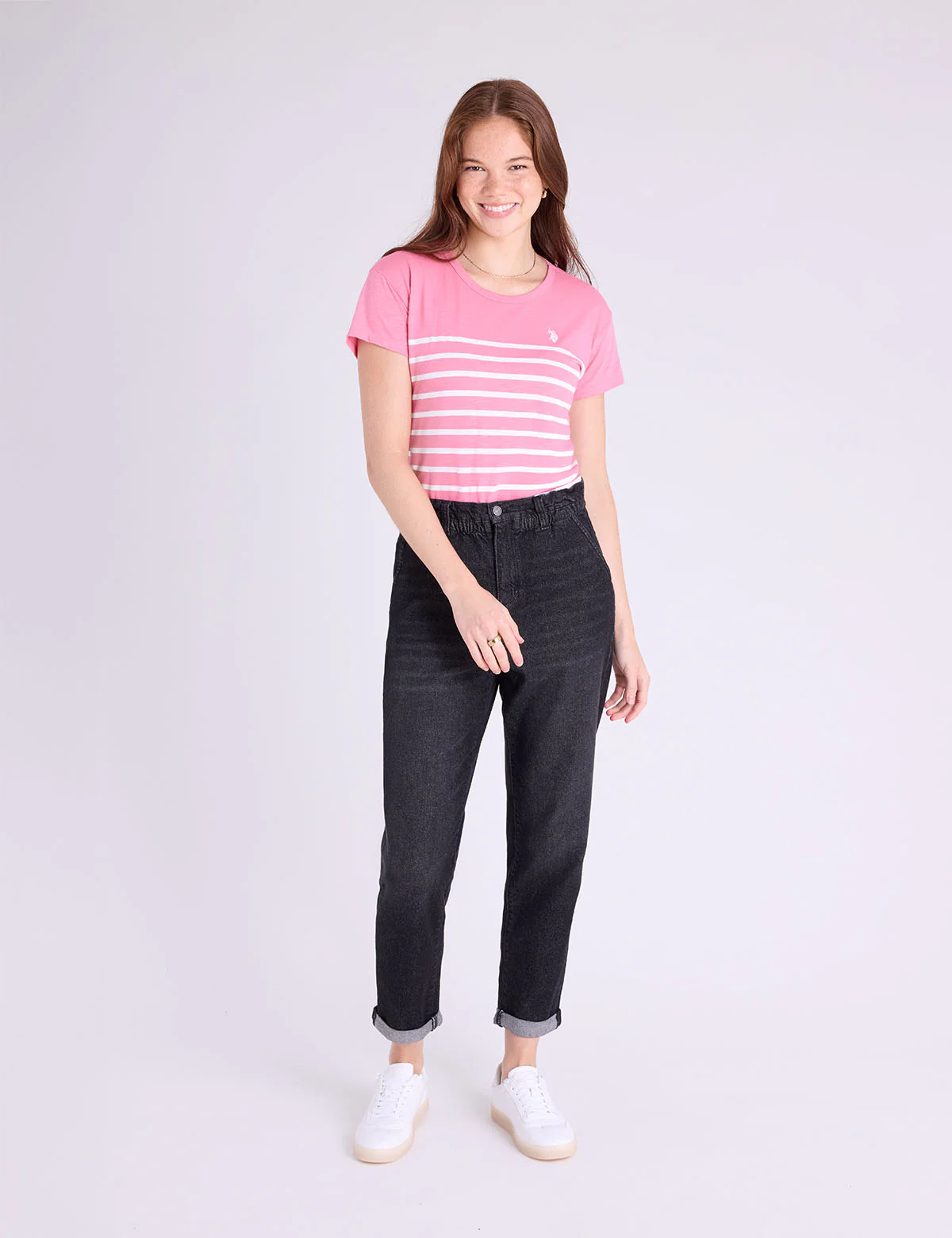 

Футболка U.S. Polo Assn Colorblock Ringer Stripe, розовый