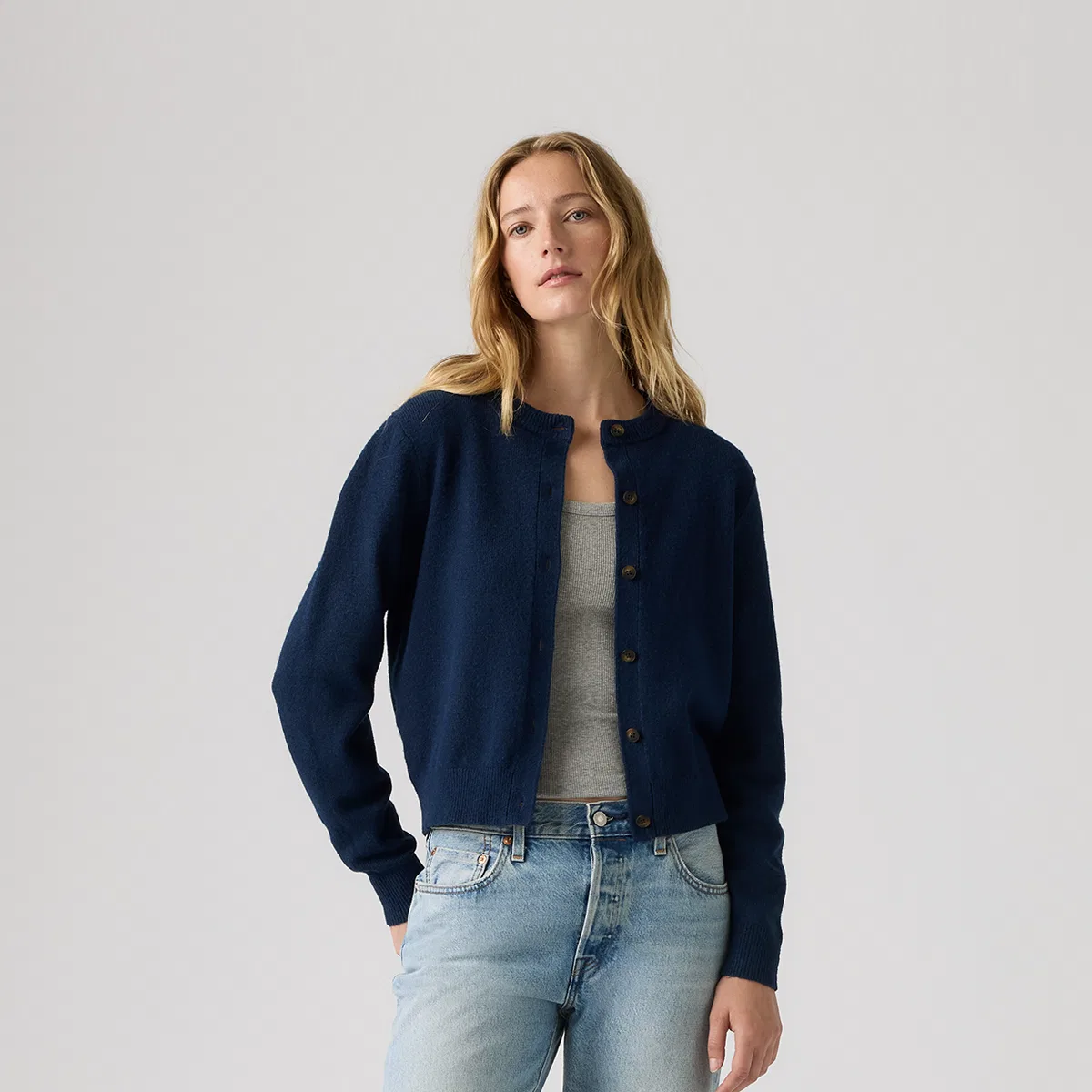 Женский джемпер темно-синий с круглым вырезом Levis, Dark Blue — фото 4
