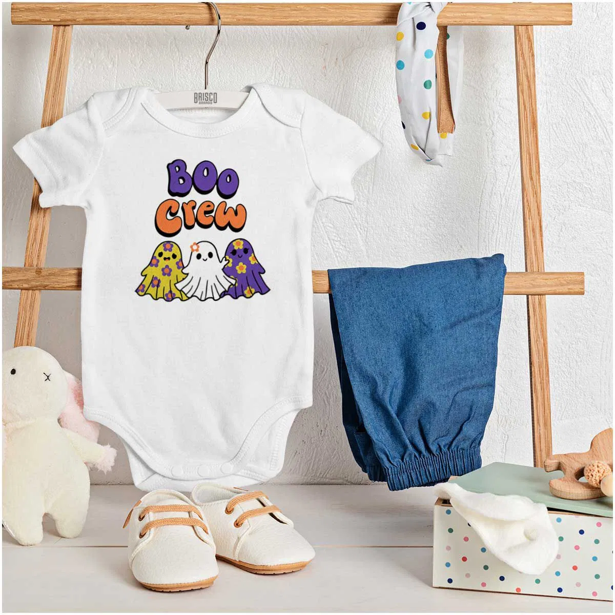 Детское боди с коротким рукавом Boo Crew Halloween Brisco Brands, White — фото 3