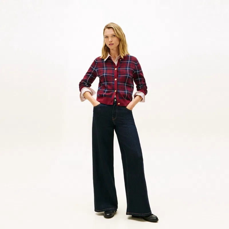 Женский кардиган с принтом Red Plaid 0KX Tommy Hilfiger, Red Plaid 0KX — фото 4
