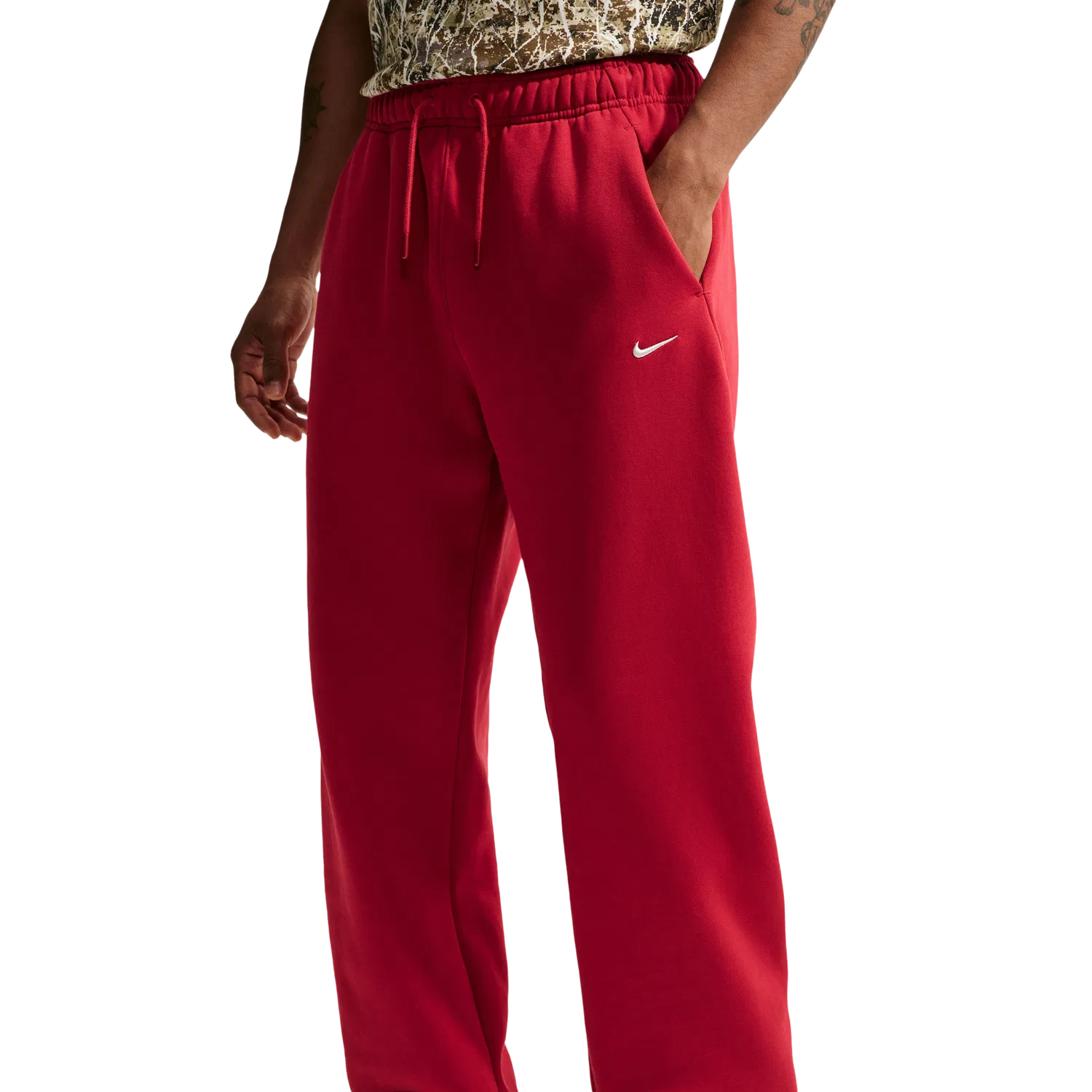 Мужские брюки свободного кроя с флисом Nike Solo Basketball Bungee Concept Pants, Red/White — фото 4