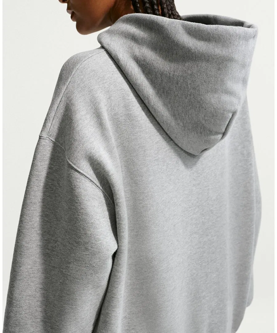 Худи Nike Studio Fleece с капюшоном и полной молнией, оверсайз, Dk Grey Heather/Sail — фото 4