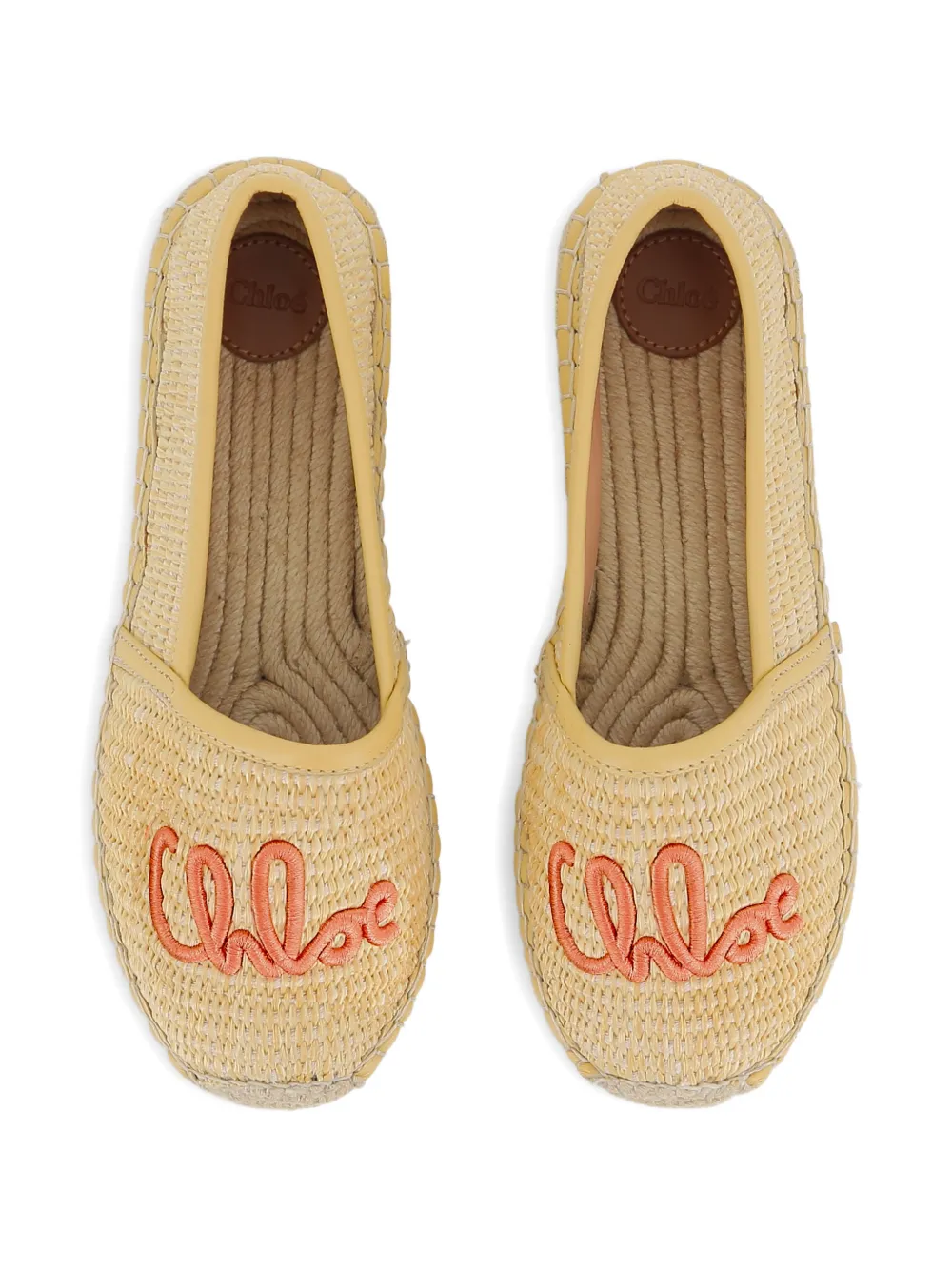 Эспадрильи с вышитым логотипом Chloé Kids, бежевый — фото 4