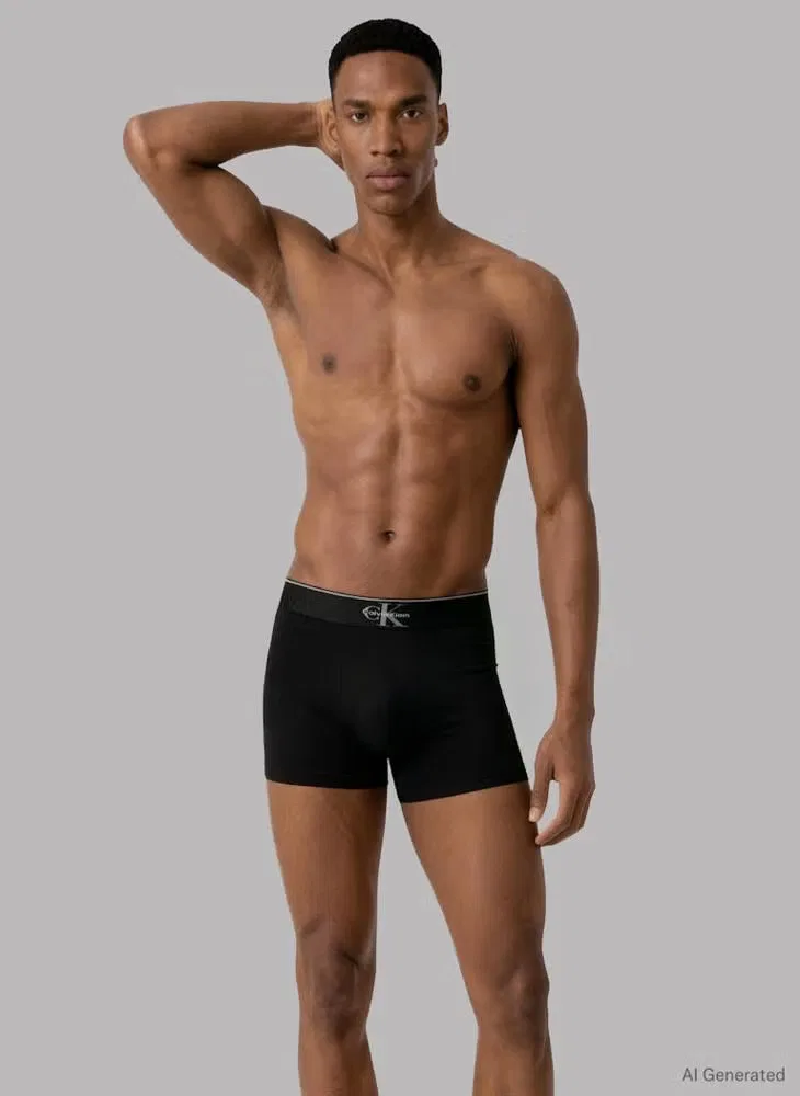 Трусы-боксеры хлопковые комплект из 3 штук с логотипом Calvin Klein, черный — фото 2
