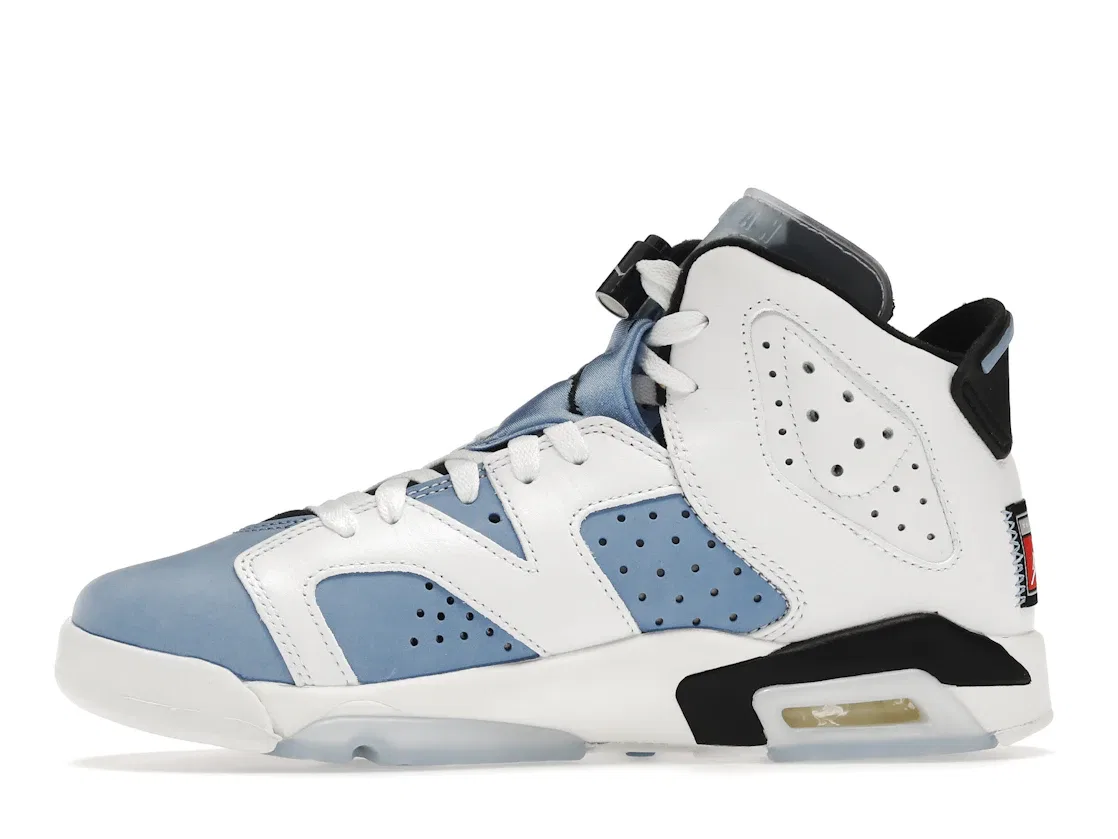 Детские кроссовки с верхом из нубука и кожи Jordan 6 Retro UNC White GS Jordan, University Blue/White/College Navy/Black — фото 3