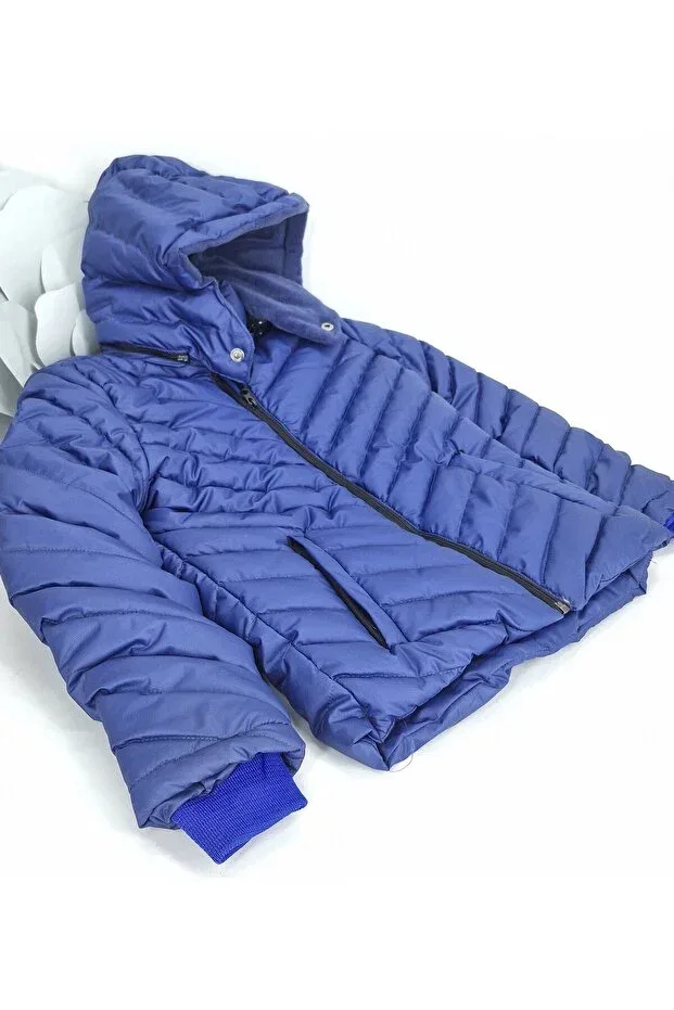 Детское пальто для девочек с капюшоном Evitle, Navy Blue — фото 3