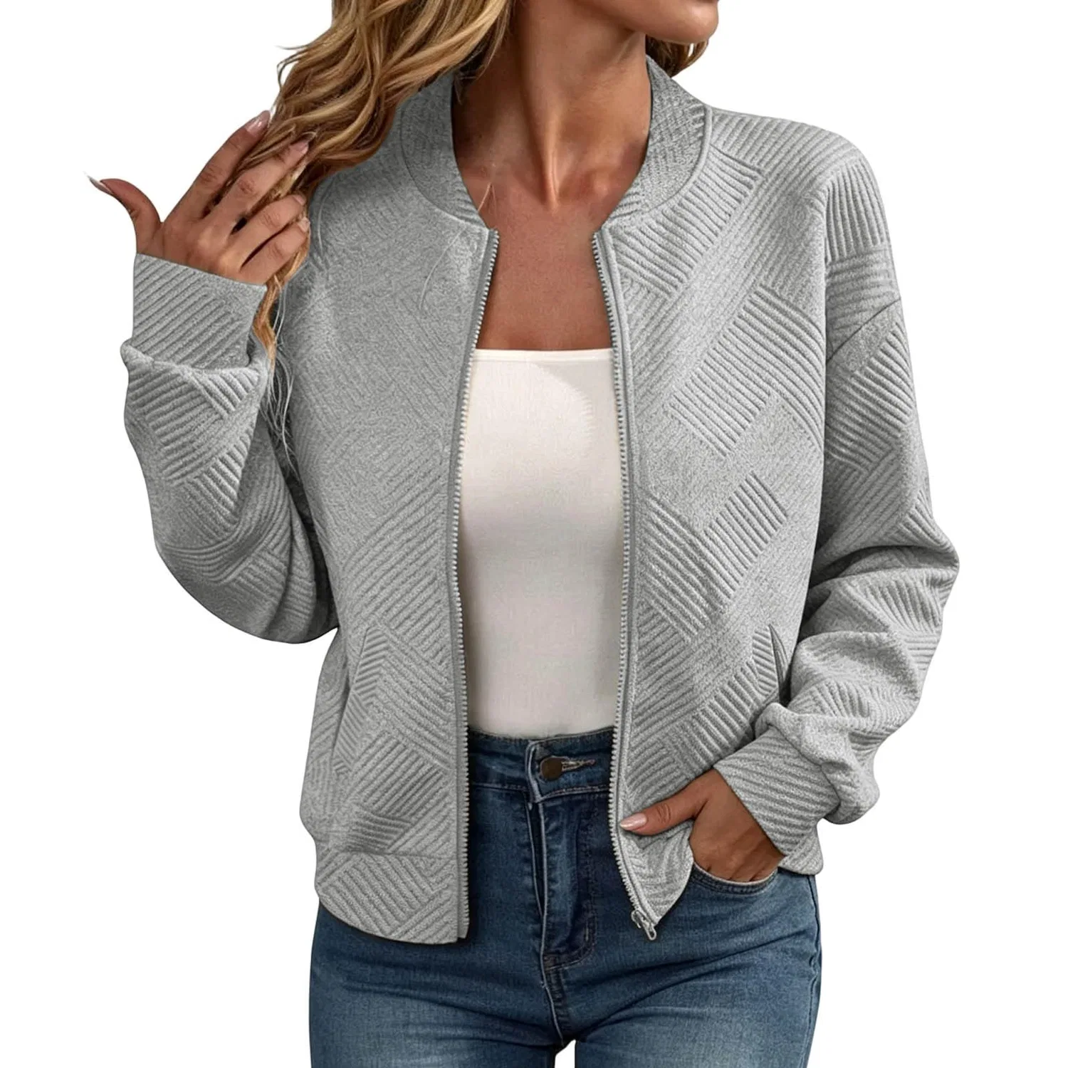 Женское пальто с молнией и рукавами реглан Elegante, Grey-A