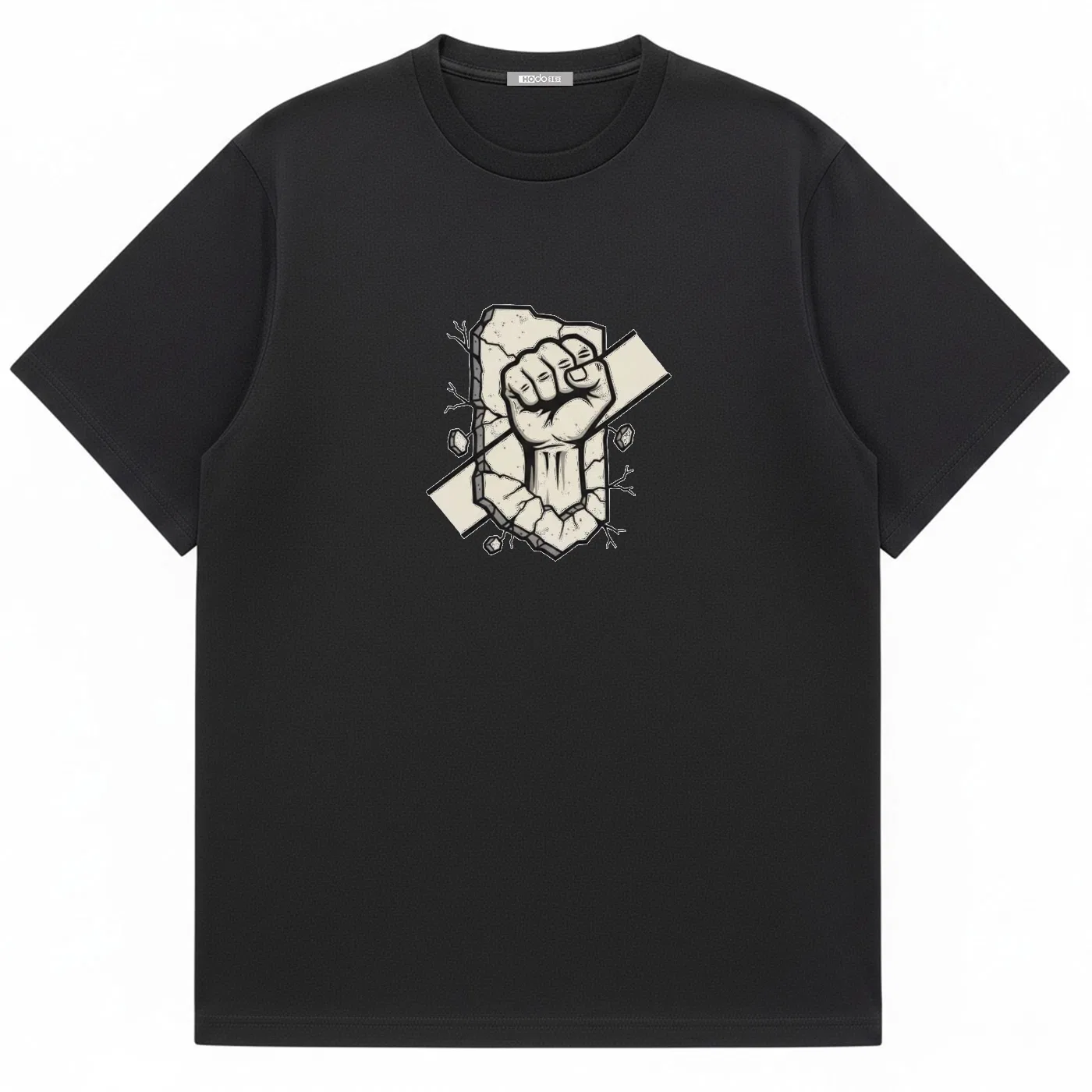 Детская футболка с принтом Retro Hand-Painted Style Breaking Wall Fist Red Bean, Белый — фото 3