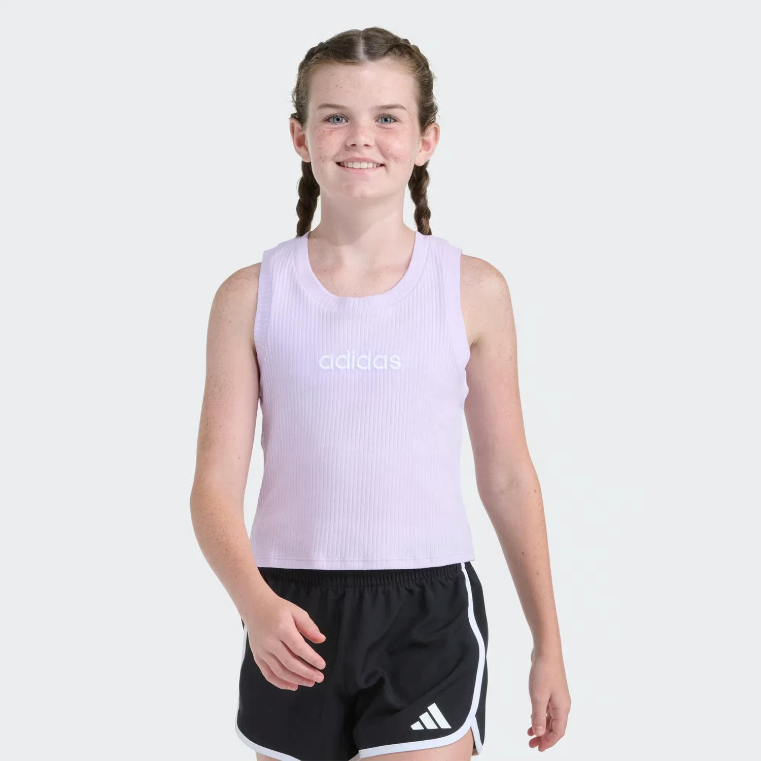 Детская майка в рубчик SS Rib Tank Adidas Sportswear, светло-лавандовый