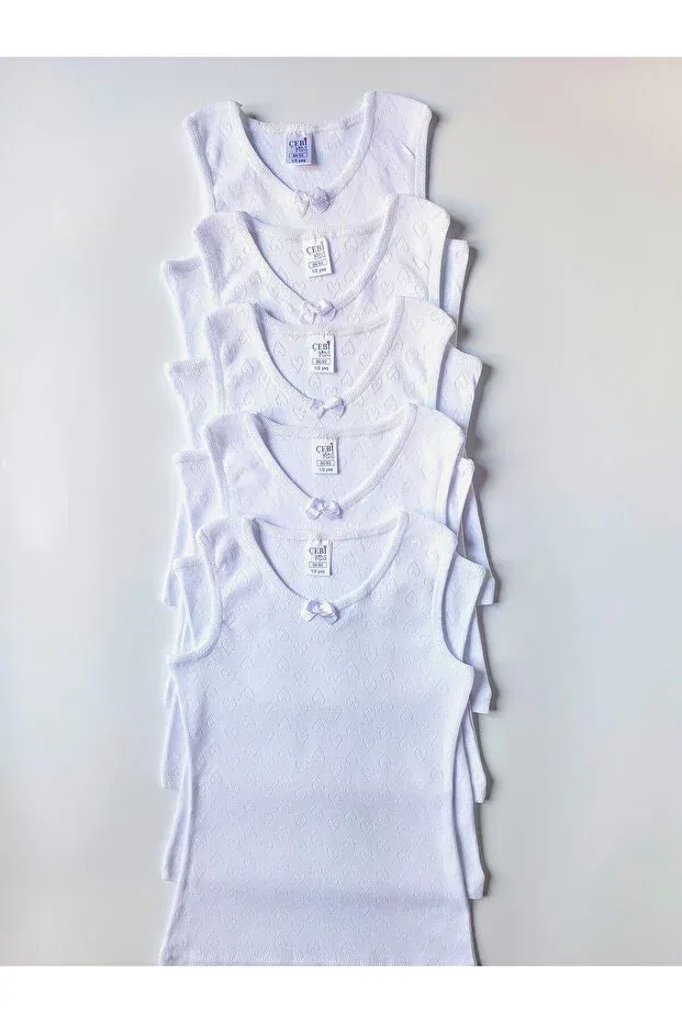 Детское для девочек хлопковое майка на толстых бретелях Çebikids, White — фото 4