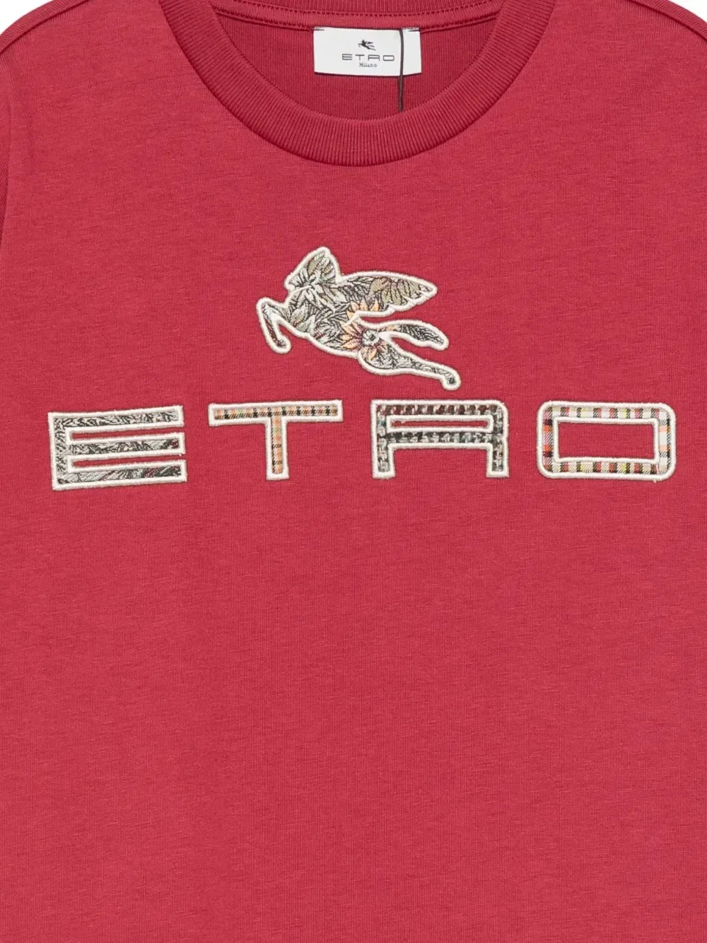 Футболка с нашивкой в виде логотипа Пегаса Etro Kids, красный — фото 3