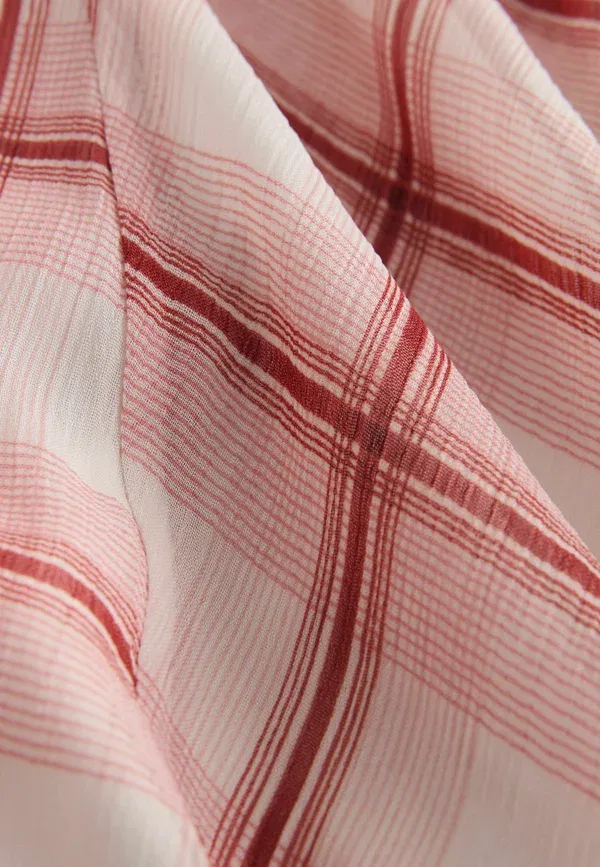 Юбка миди с расклешением Regular fit Godet A-line Next, Pink Ecru Check, бежевый — фото 3
