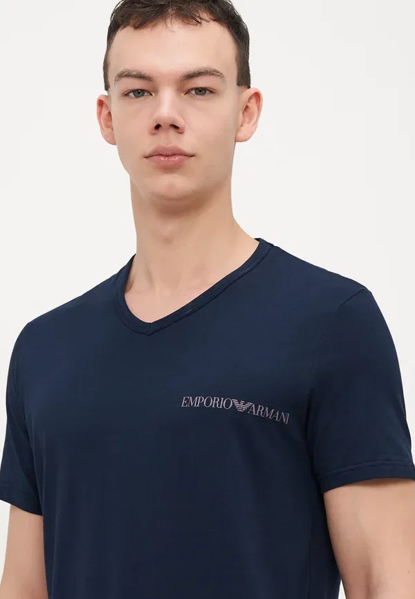 Комплект из двух маек с V-образным вырезом Emporio Armani, синий — фото 4