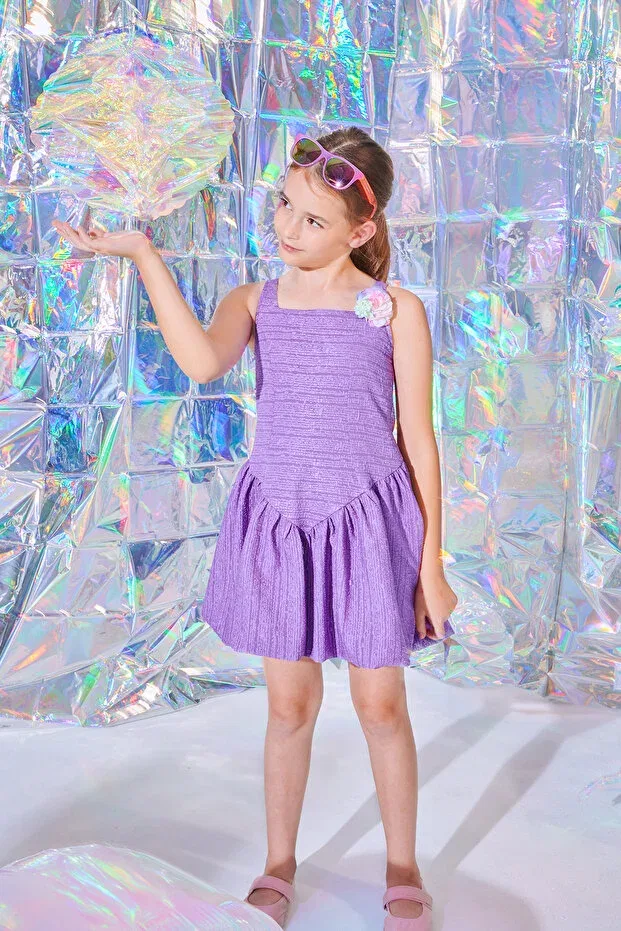 Детское платье для девочек с текстурой Bubble Skirt Dress Sheshe, Purple