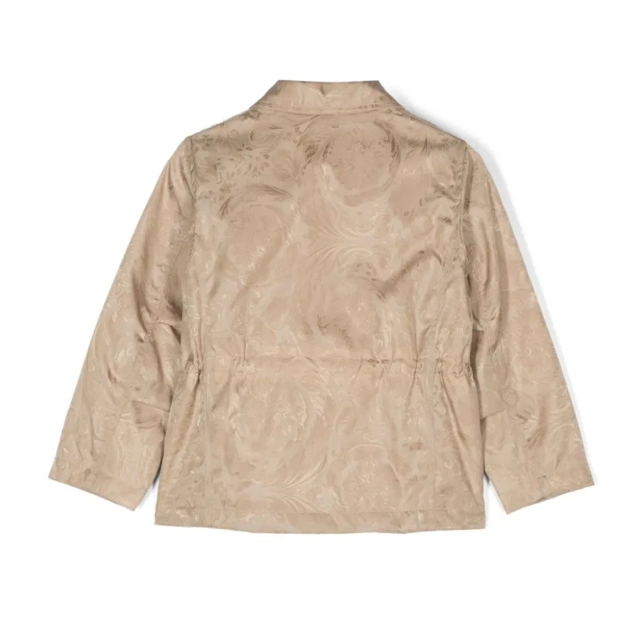 Детская куртка с жаккардовым узором Barocco Kids Barocco-Jacquard Classic Collar Jacket Young Versace, Sand — фото 2