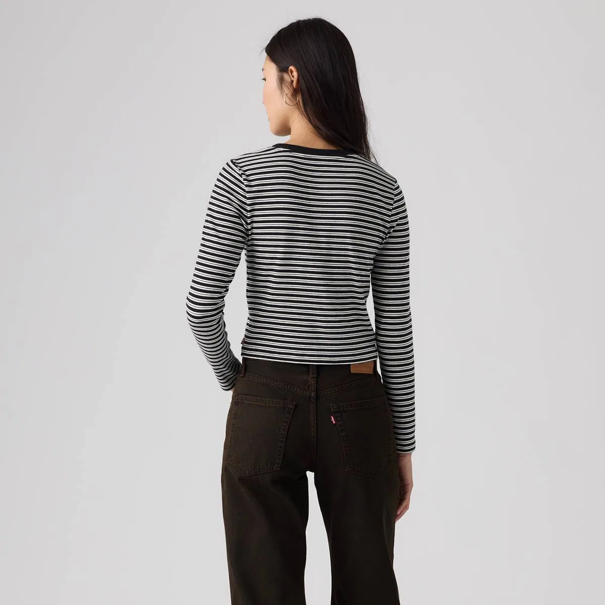 Базовая детская футболка с длинными рукавами Levi's, Bliss Stripe Anthracite Night - Black — фото 4
