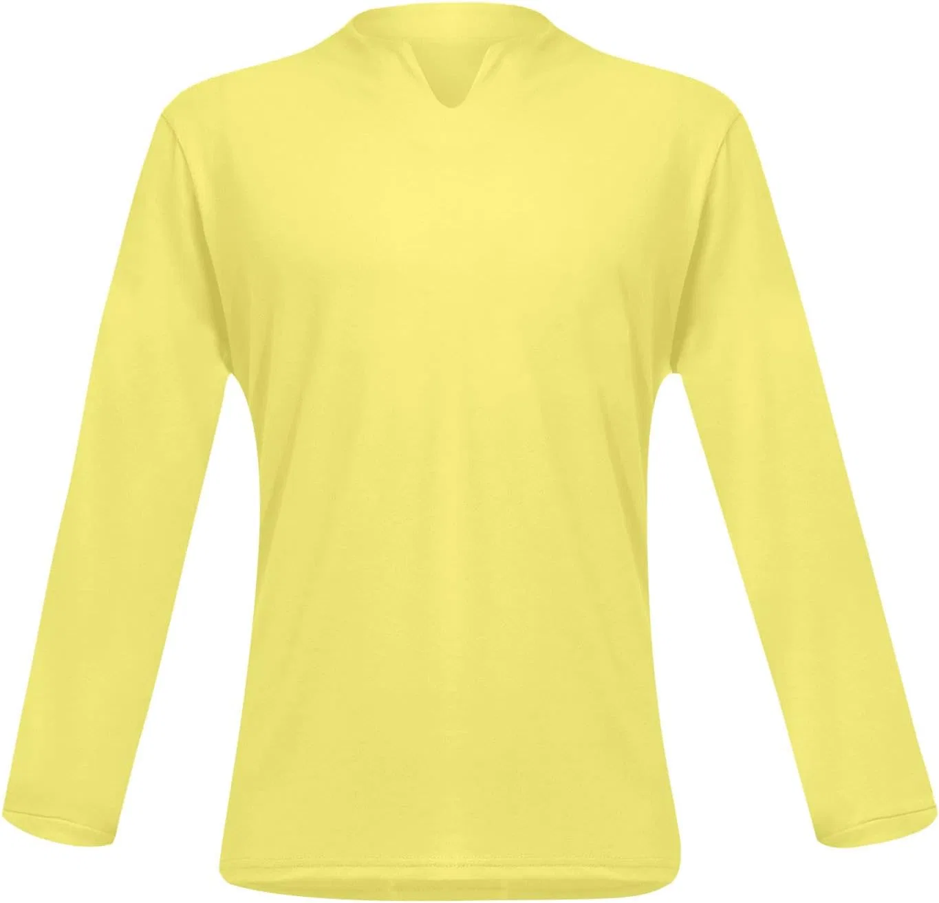 Мужская футболка с длинным рукавом V-образным вырезом, Yellow — фото 4