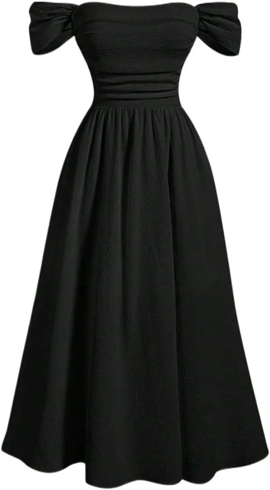 Женское повседневное платье миди A-line, Black