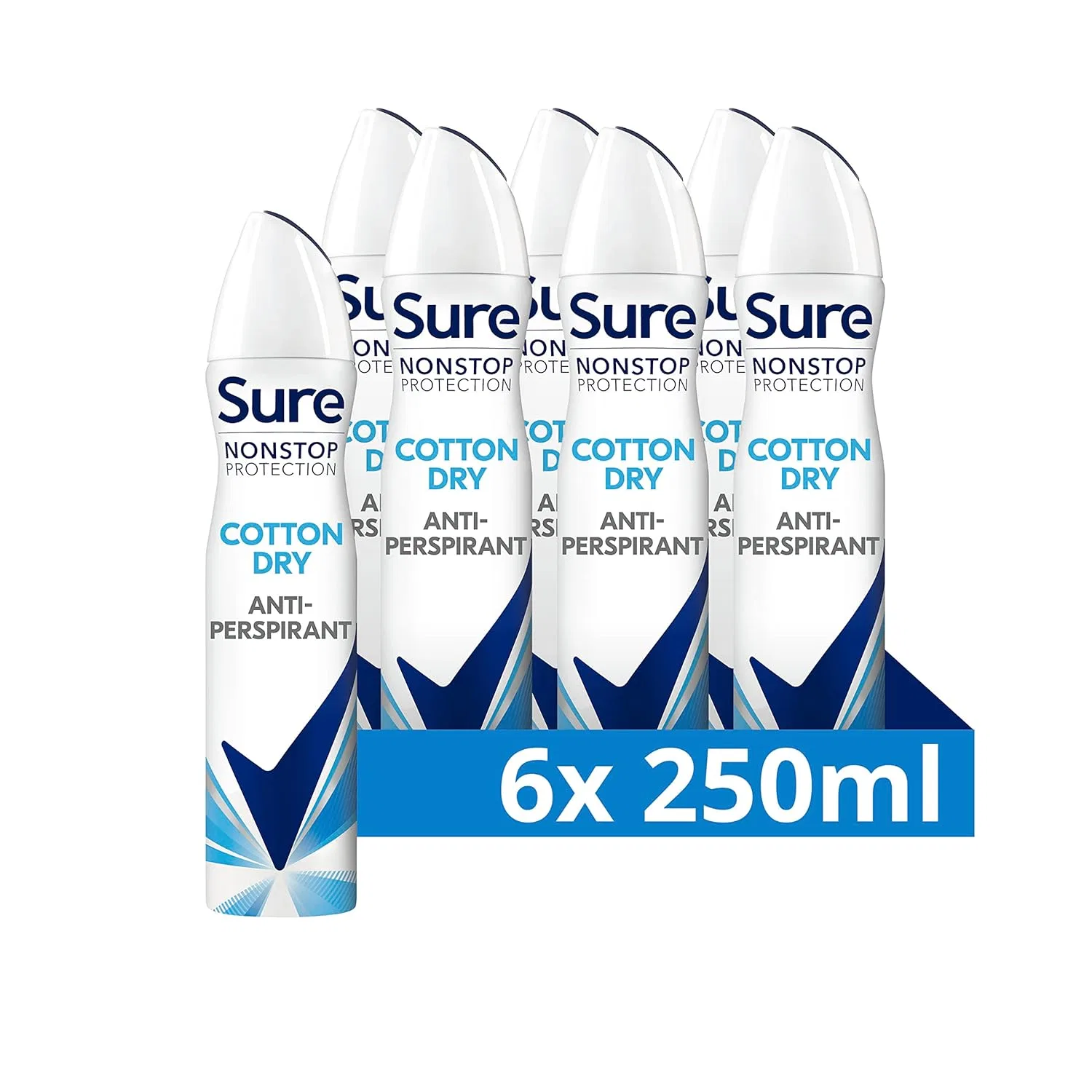 Антиперспирант-дезодорант Sure Cotton Dry Nonstop Protection MotionSense Technology, 6 x 250 мл