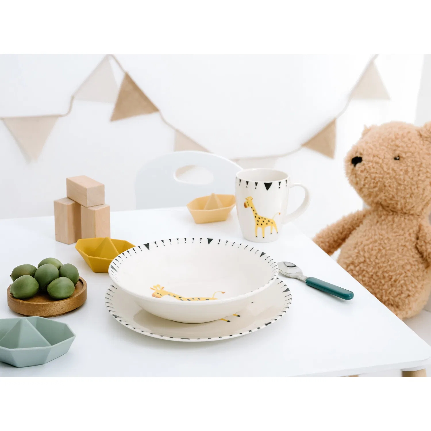 Детский набор посуды 3 предмета Safari Giraffe CreaTable, Разноцветный — фото 3
