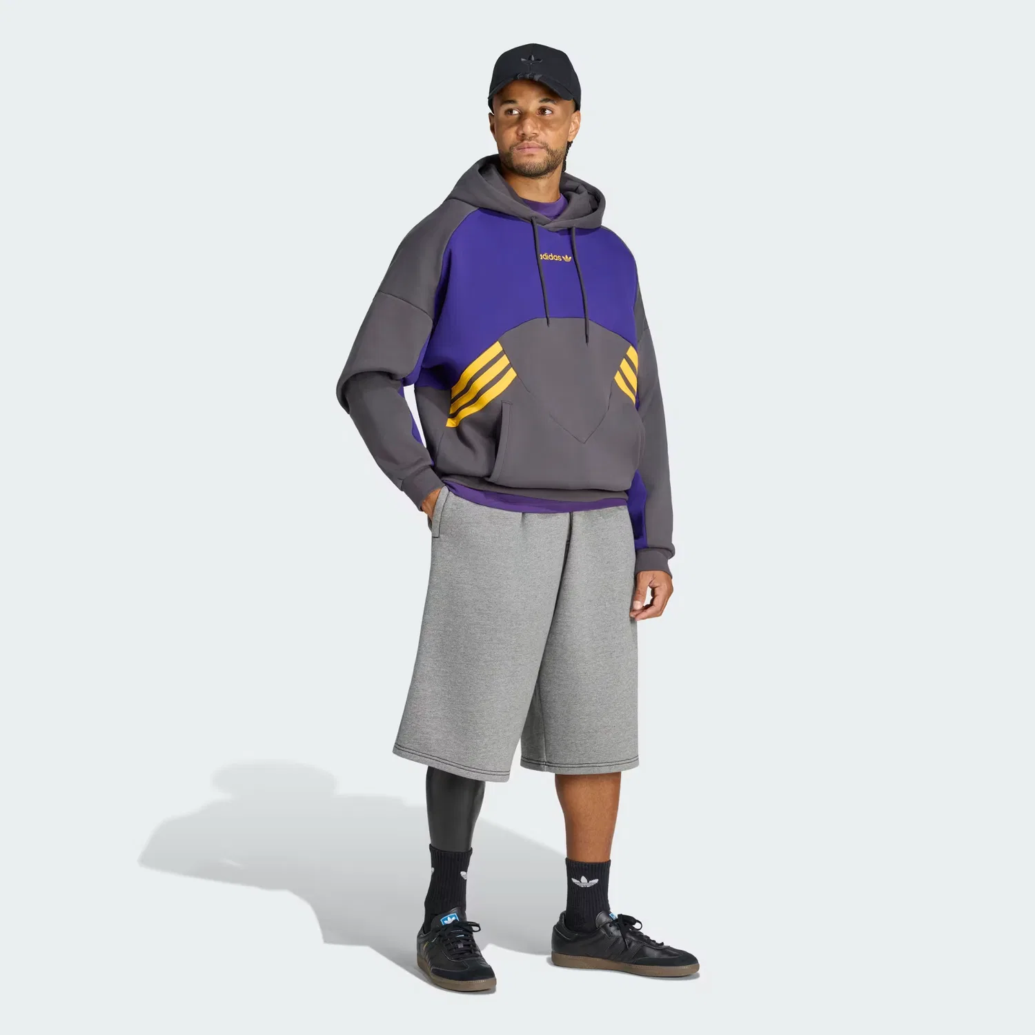 Мужское худи свободного кроя Munich 93 Adidas Originals, черный/фиолетовый — фото 3