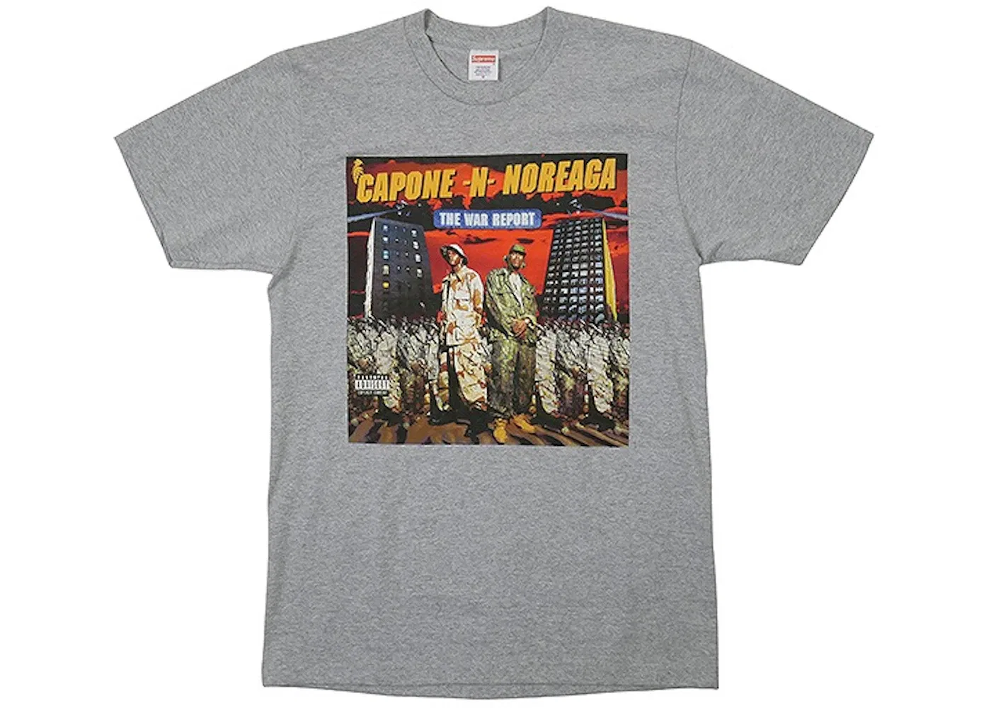 Мужская футболка с принтом Supreme The War Report Tee, Heather Grey