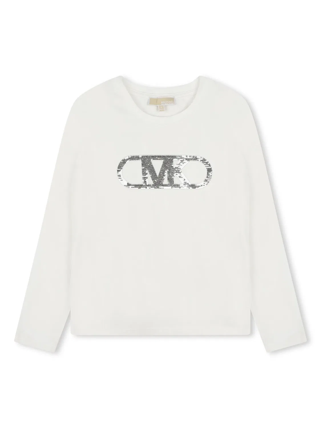 Футболка с логотипом Empire в пайетках Michael Kors, кремовый белый