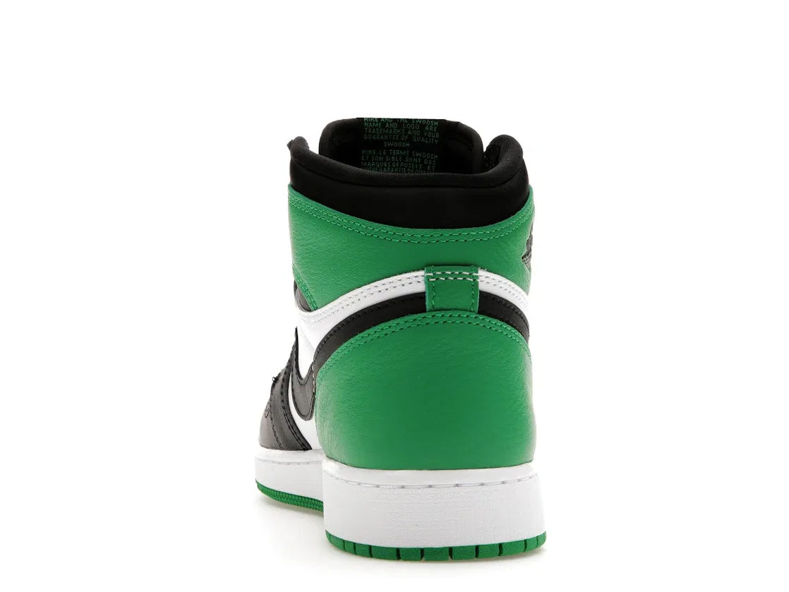 Детские кроссовки с контрастными вставками Jordan 1 Retro High OG Lucky Green, Black/Lucky Green-White — фото 4