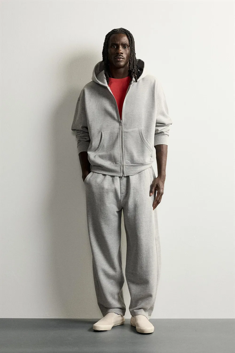 Простая толстовка свободного кроя на молнии. ZARA, Grey marl